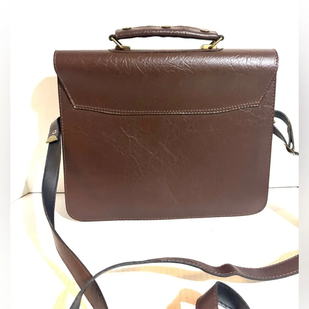 Feranda unisex Classic Brown PVC leather Men's Bag